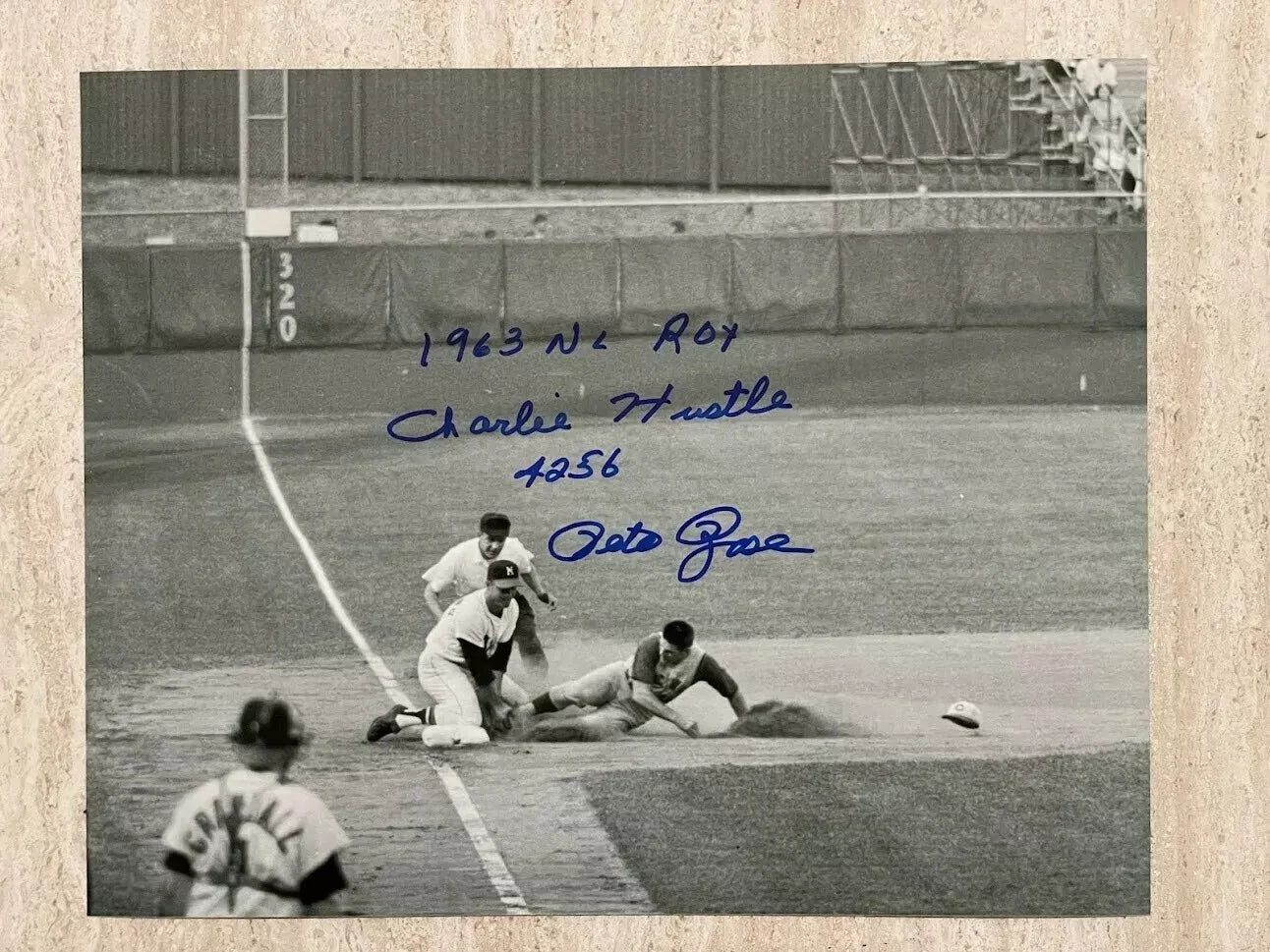 RARE Pete Rose ROOKIE Autographed Signed 8x10 Photo Inscribed "1963 NL ROY CHARLIE HUSTLE 4256"